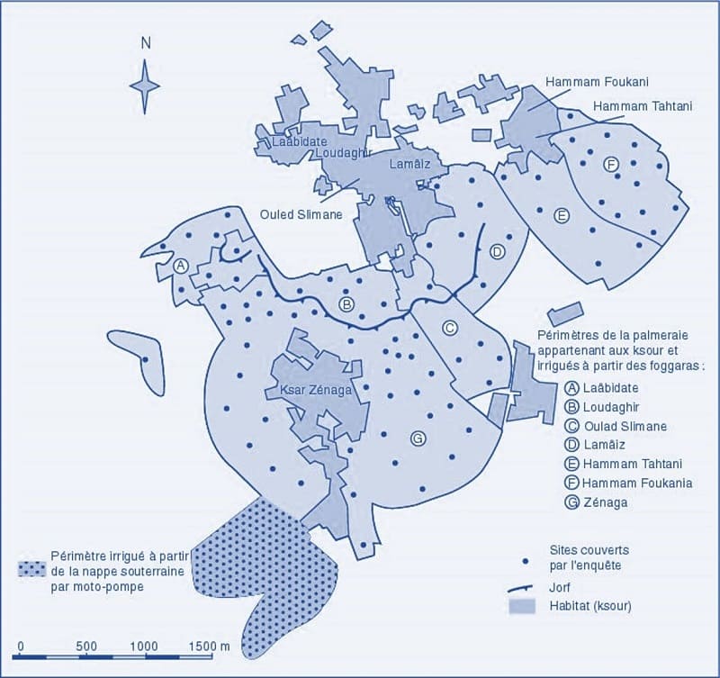 Carte des ksour de Figuig au maroc